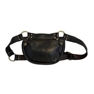 Rubyzaar Leather Fanny Pack Hip Belt Bag Black Utility